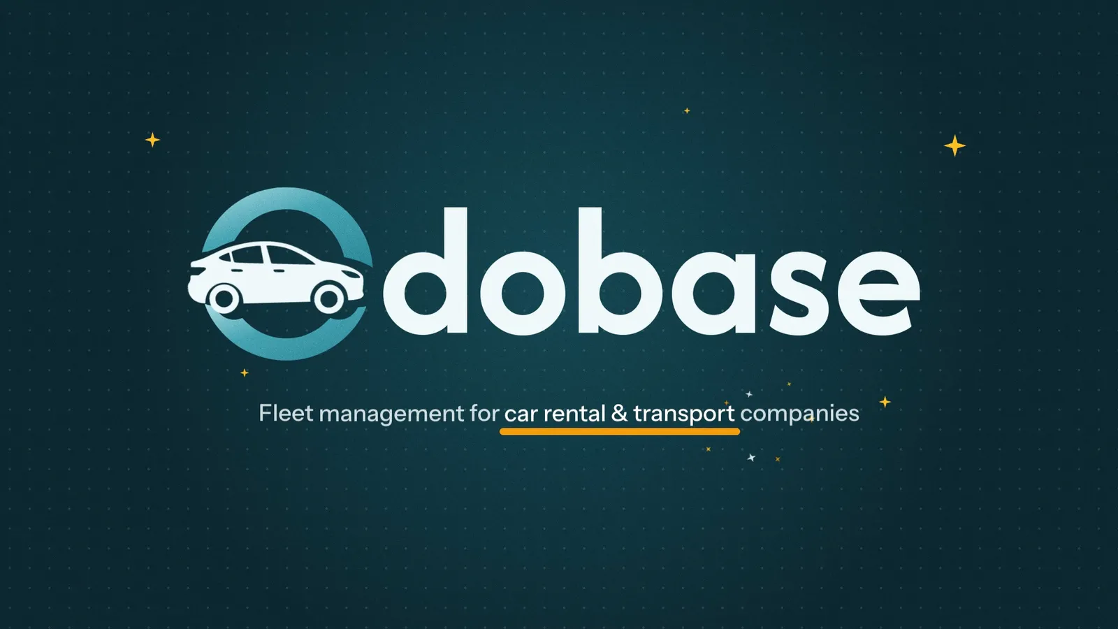 The Odobase logo, a car inside a ring, above the line: fleet management for car rental and transport companies.